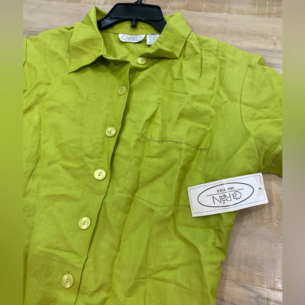 CaRan NY PLUS SIZE Green Collar Short Sleeve Dress